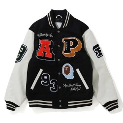 Crazy Patch Bape Wool Varsity Jacket  Crazy Patch Bape Wool Varsity Jacket