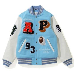 Crazy Patch Bape Wool Varsity Jacket  Crazy Patch Bape Wool Varsity Jacket