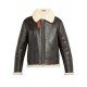 Mens Aviator Faux Shearling Black Leather Jacket