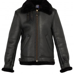 Men's Schot Aviator Faux Shearling Black Leather Jacket Men's Schot Aviator Faux Shearling Black Leather Jacket