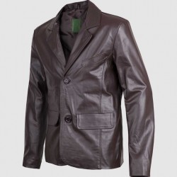2 Button Brown Leather Blazer 2 Button Brown Leather Blazer