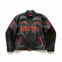 2004 Schumacher Ferrari Black & Red Leather Jacket 2004 Schumacher Ferrari Black & Red Leather Jacket