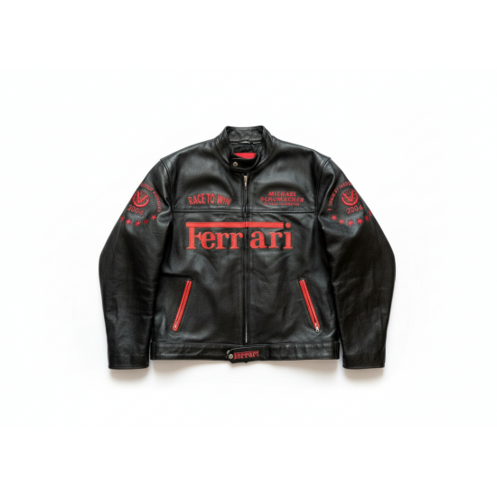 2004 Schumacher Ferrari Black & Red Leather Jacket