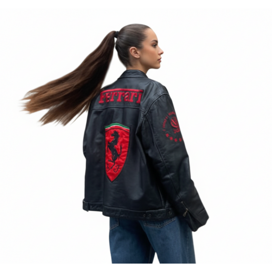2004 Schumacher Ferrari Black & Red Leather Jacket