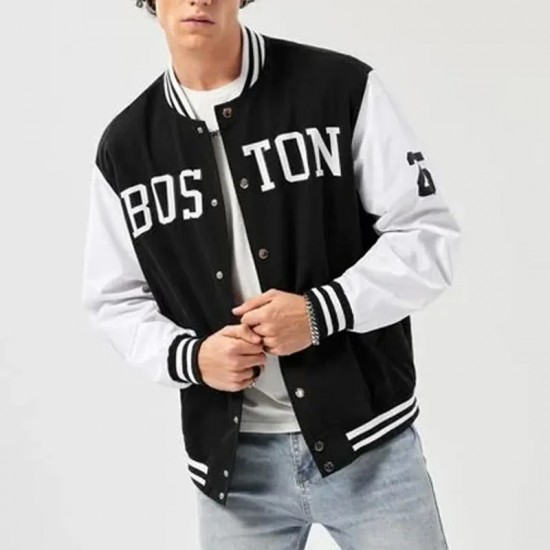 25 Boston Varsity Wool/Leather Full-Snap Jacket 25 Boston Varsity Wool/Leather Full-Snap Jacket