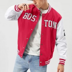 25 Boston Varsity Wool/Leather Full-Snap Jacket 25 Boston Varsity Wool/Leather Full-Snap Jacket
