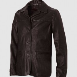 4 Button Brown Leather Coat