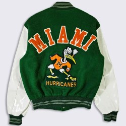 70’s Miami Hurricanes Green and White Varsity Jacket 70’s Miami Hurricanes Green and White Varsity Jacket