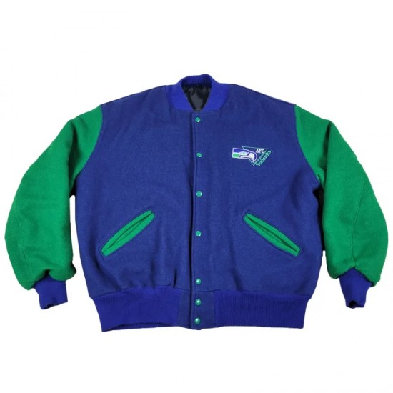 70’s Seattle Seahawks Royal and Green Varsity Wool Jacket