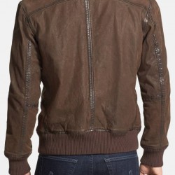 Men's Leather Bomber Jacket with Faux Shearling Collar Men's Leather Bomber Jacket with Faux Shearling Collar