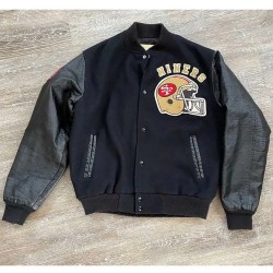 80’s San Francisco 49ers Black Wool And Leather Varsity Jacket 80’s San Francisco 49ers Black Wool And Leather Varsity Jacket
