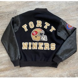 80’s San Francisco 49ers Black Wool And Leather Varsity Jacket 80’s San Francisco 49ers Black Wool And Leather Varsity Jacket