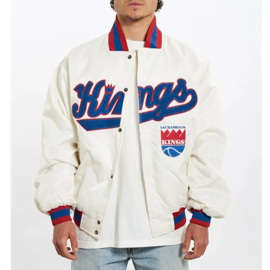 90’s Sacramento Kings White Bomber Jacket