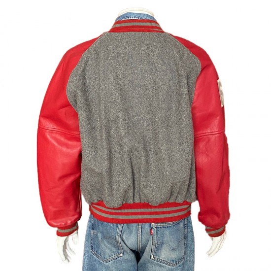 90s Gray Red Letterman Jacket