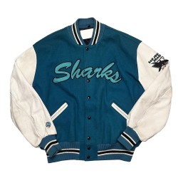 90’s San Jose Sharks Teal Blue Varsity Jacket 90’s San Jose Sharks Teal Blue Varsity Jacket
