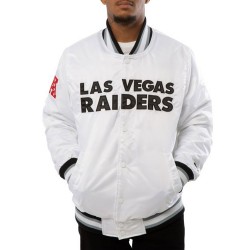A Stars Las Vegas Raiders White Satin Jacket A Stars Las Vegas Raiders White Satin Jacket