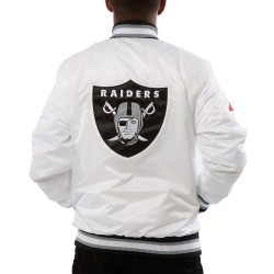 A Stars Las Vegas Raiders White Satin Jacket A Stars Las Vegas Raiders White Satin Jacket
