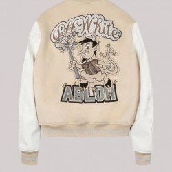 AC Milan Varsity Bomber Off White Jacket AC Milan Varsity Bomber Off White Jacket