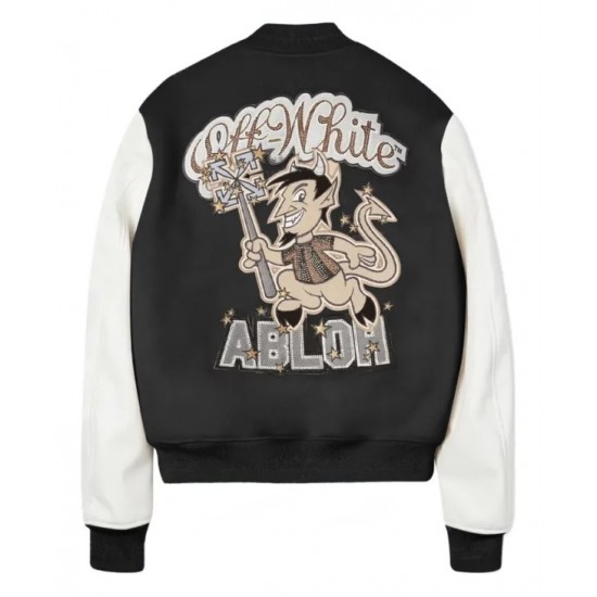 Ac Milan Grey Varsity Jacket  New Off White X Ac Milan Jacket
