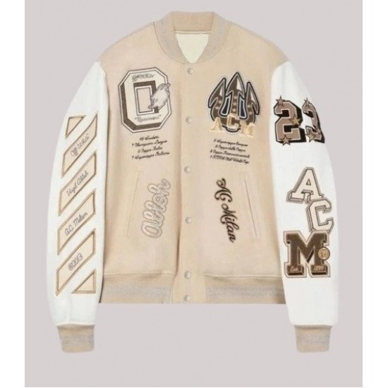 Off White NEW JACKET OFF-WHITE VARSITY AC MILAN LIMITED EDITION M