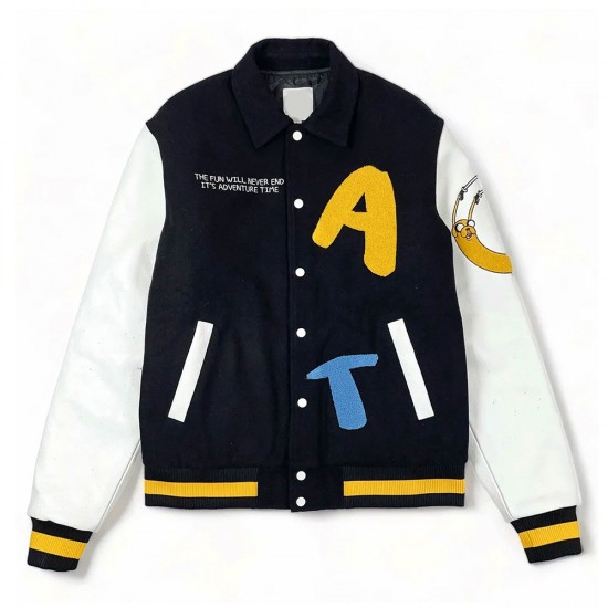 Adventure Time Black and White Varsity Jacket