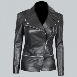 Alabama Black Leather Biker Jacket Alabama Black Leather Biker Jacket