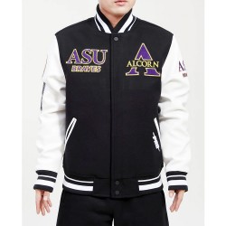Alcorn State University Black and White Wool Varsity Jacket Alcorn State University Black and White Wool Varsity Jacket