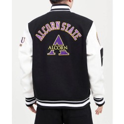 Alcorn State University Black and White Wool Varsity Jacket Alcorn State University Black and White Wool Varsity Jacket