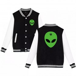 Alien Head Leaf Weed Varsity Jacket Alien Head Leaf Weed Varsity Jacket