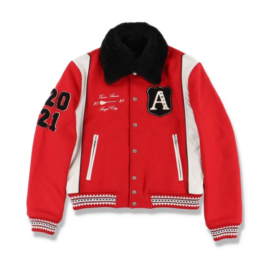 Amiri Always on Point Red Wool Varsity Jacket