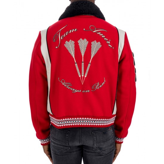 Amiri Always on Point Red Wool Varsity Jacket