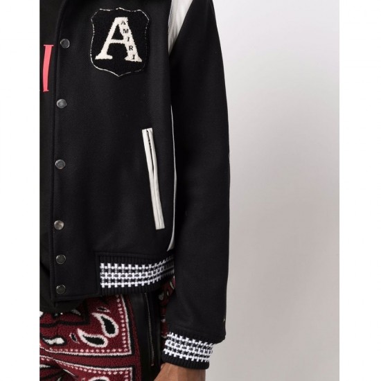 Amiri Always on Point Red Wool Varsity Jacket