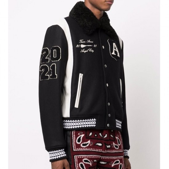 Amiri Always on Point Red Wool Varsity Jacket