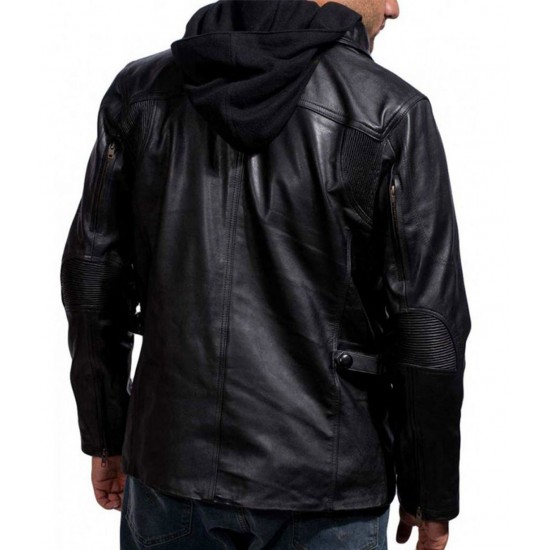 Arnold Terminator 5 Leather Jacket with Hood