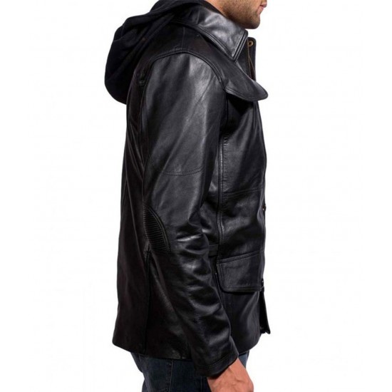 Arnold Terminator 5 Leather Jacket with Hood