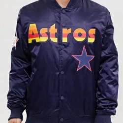 Astros Big Logo Satin Bomber Jacket Astros Big Logo Satin Bomber Jacket