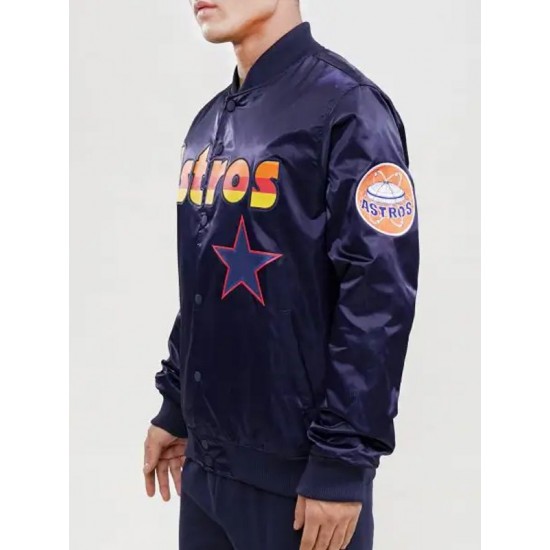 Astros Big Logo Satin Bomber Jacket