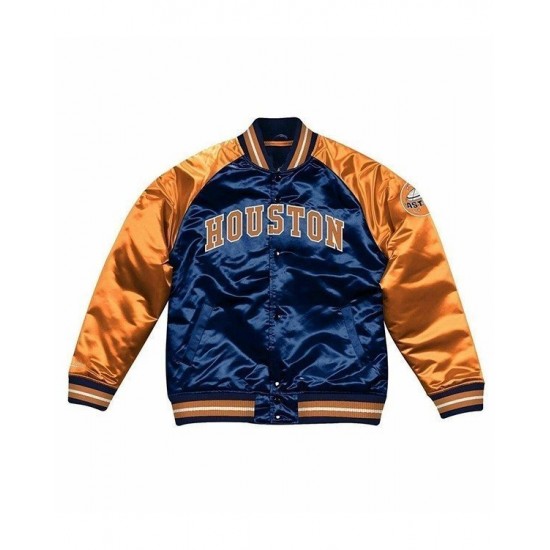 Astros Houston Blue And Orange Satin Jacket