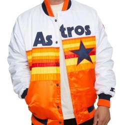Astros Houston White and Orange Satin Jacket Astros Houston White and Orange Satin Jacket