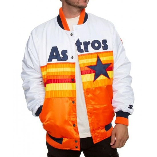 Astros Houston White and Orange Satin Jacket