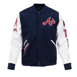 Atlanta Braves Classic Navy Blue Wool Varsity Jacket Atlanta Braves Classic Navy Blue Wool Varsity Jacket