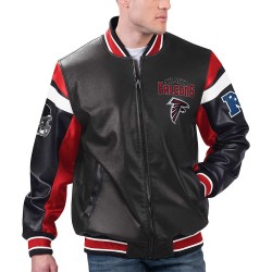 Atlanta Falcons Black Varsity Full-Zip Leather Jacket Atlanta Falcons Black Varsity Full-Zip Leather Jacket