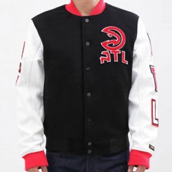 Atlanta Hawks Black and White Varsity Jacket Atlanta Hawks Black and White Varsity Jacket