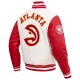 Atlanta Hawks Off White Wool Varsity Jacket