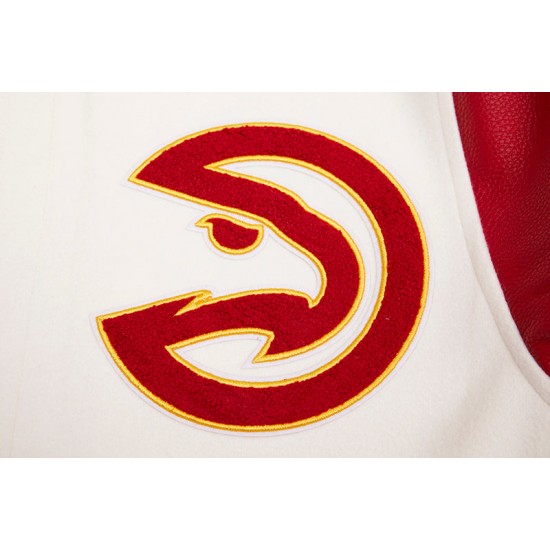 Atlanta Hawks Off White Wool Varsity Jacket