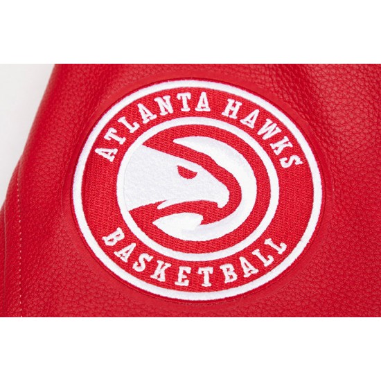 Atlanta Hawks Off White Wool Varsity Jacket