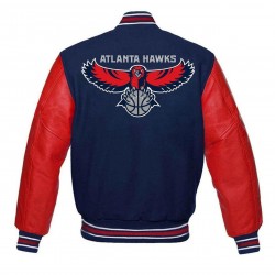 Atlanta Hawks Red and Blue Varsity Jacket Atlanta Hawks Red and Blue Varsity Jacket
