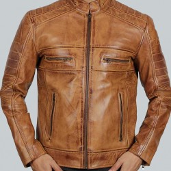 Austin Mens Cafe Racer Lambskin Tan Leather Jacket Austin Mens Cafe Racer Lambskin Tan Leather Jacket