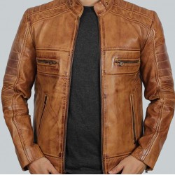 Austin Mens Cafe Racer Lambskin Tan Leather Jacket Austin Mens Cafe Racer Lambskin Tan Leather Jacket