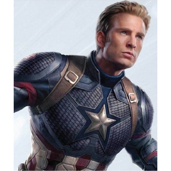 Avenger Endgame Captain America Blue Leather Jacket